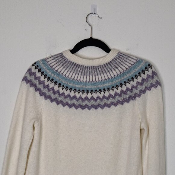 Ann Taylor Loft Fair Isle Sweater Sz S Crew Neck Wool Blend Nordic Holiday Ski - Picture 9 of 13